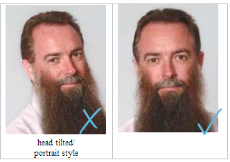 tilted head on a passport photo