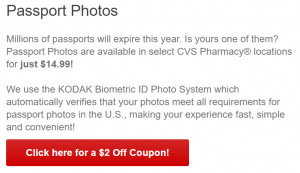 cvs passport photos $5.99 after coupon code