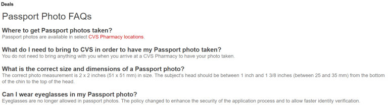 cvs passport photo cost